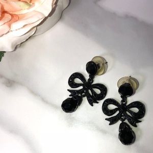 Black Bow Drop Earrings